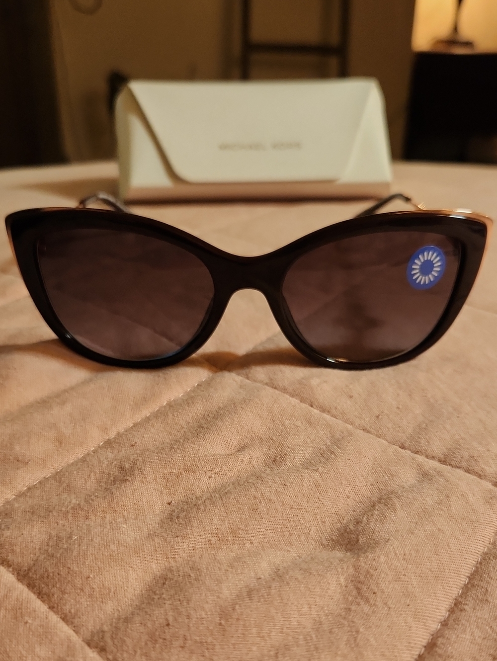 Michael Kors Black Cat Eye Sunglasses with Gold Accents